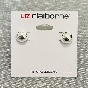 New Liz Claiborne Dome Stud Earrings in Silver